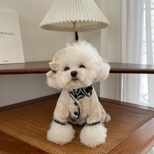 Pet French Vanilla Dress – Elegant Beige Cotton Skirt for Pets