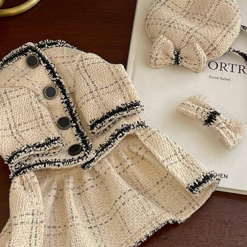 Pet French Vanilla Dress – Elegant Beige Cotton Skirt for Pets